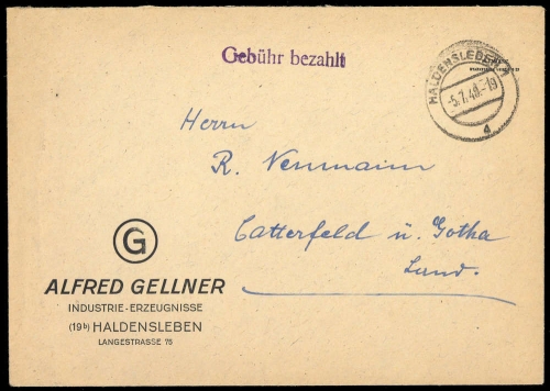 1948, Sowjetische Zone, Brief