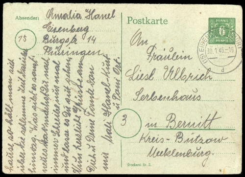 1946, SBZ Mecklenburg Vorpommern, P 6, Brief