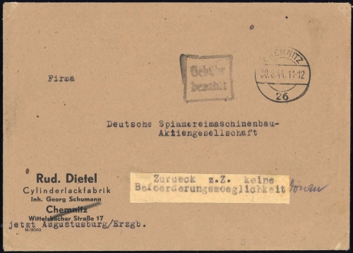 1944, Sowjetische Zone, Brief