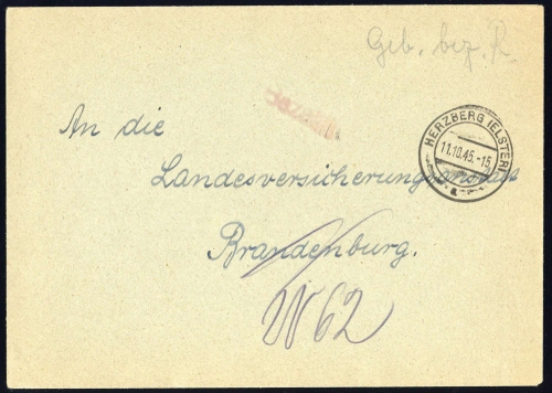 1945, Sowjetische Zone, Brief