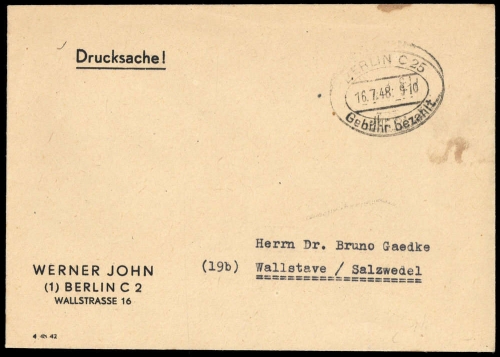 1948, Sowjetische Zone, Brief