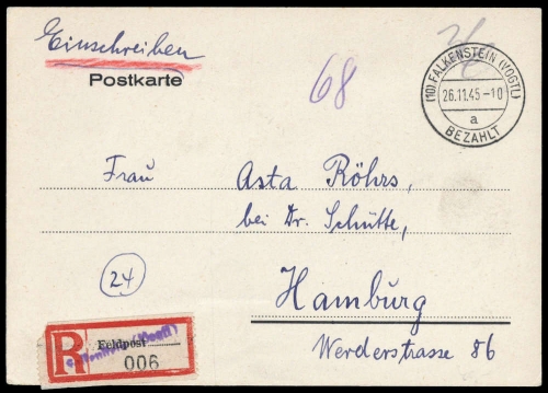 1945, Sowjetische Zone, Brief