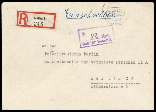 1945, Sowjetische Zone, Brief