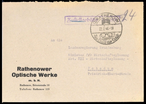 1948, Sowjetische Zone, Brief