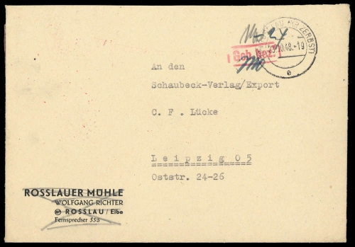 1948, Sowjetische Zone, Brief