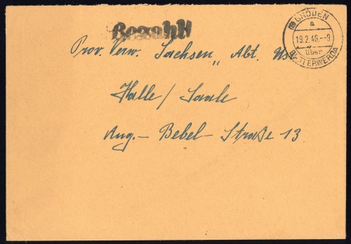 1946, Sowjetische Zone, Brief