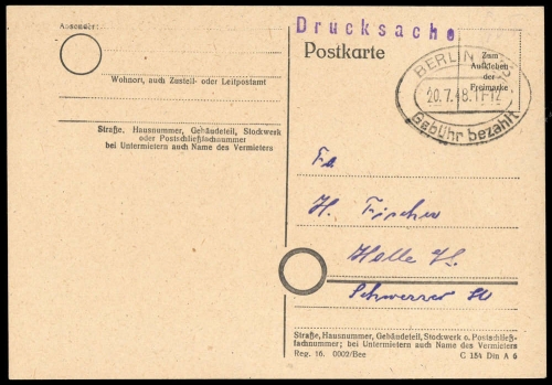 1948, Sowjetische Zone, Brief