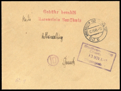 1945, Sowjetische Zone, Brief