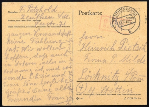 1945, Sowjetische Zone, Brief