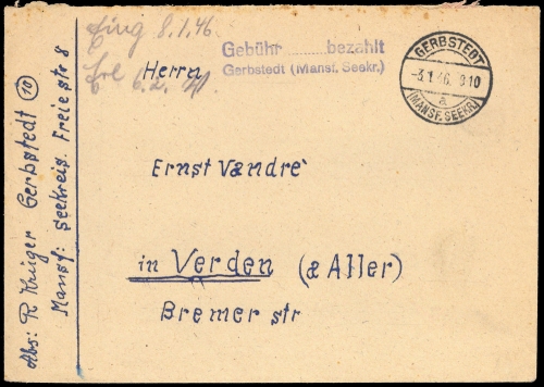 1946, Sowjetische Zone, Brief