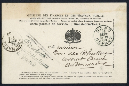1903, Belgien, Brief