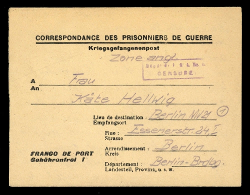 1947, Kriegsgefangenenlagerpost, Brief