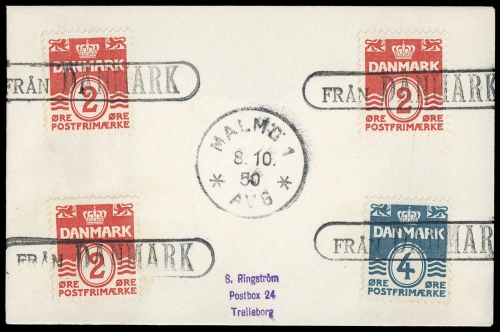 1950, Dänemark, 78 (2) u. 80, Brief