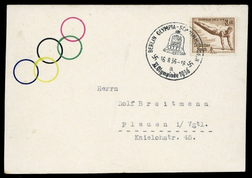 Sport u. Spiel,Olympia Berlin 1936,Sonderstempel, Brief