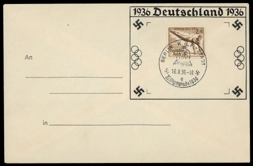 Sport u. Spiel,Olympia Berlin 1936,Sonderstempel, Brief