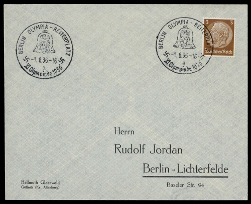 Sport u. Spiel,Olympia Berlin 1936,Sonderstempel, Brief