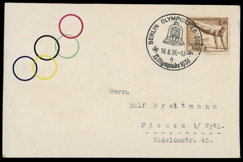 Sport u. Spiel,Olympia Berlin 1936,Sonderstempel, Brief