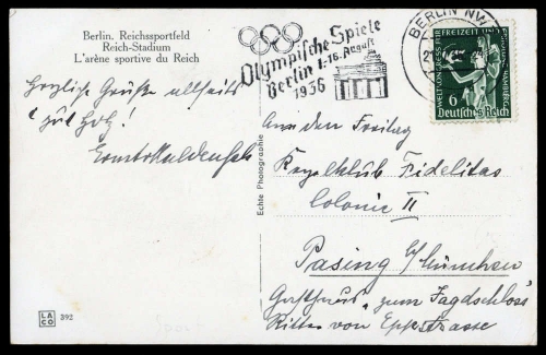 Sport u. Spiel,Olympia Berlin 1936,Sonderstempel, Brief
