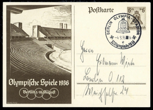 Sport u. Spiel,Olympia Berlin 1936,Sonderstempel, Brief