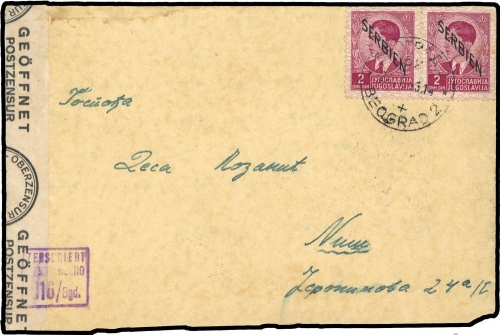 1941, Deutsche Besetzung II. WK Serbien, 5 (2), Brief