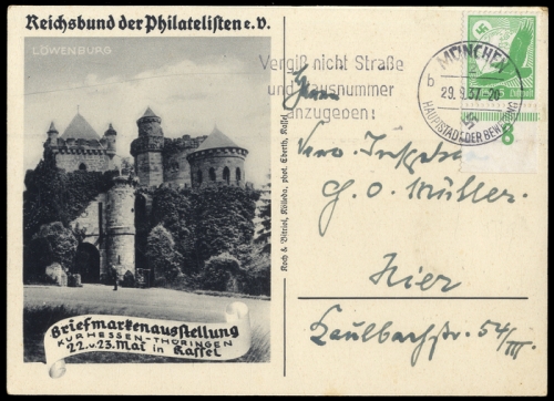 1937, Postgeschichte,Tag der Briefmarke,Deutschland bis 1945, Brief