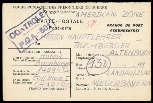 1947, Kriegsgefangenenlagerpost, Brief