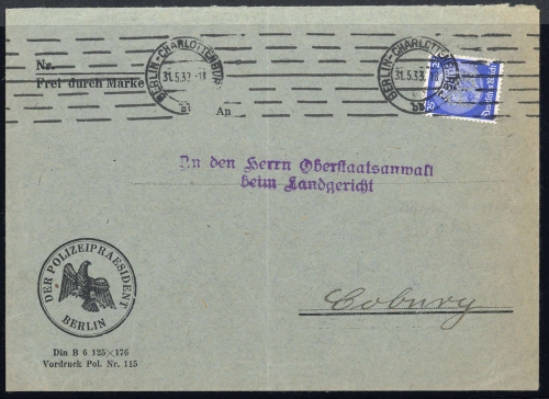 1933, Deutsches Reich, 471 POL, Brief
