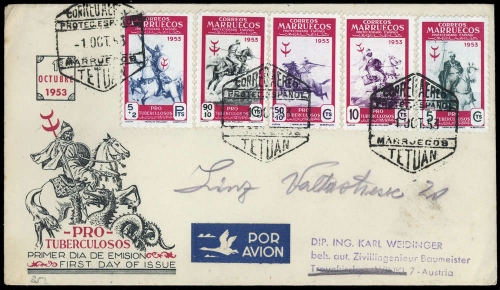 1953, Spanien Post in Marokko, 364-68, FDC