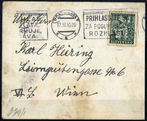 1939, Slowakei, 43 A, Brief
