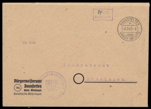 Französische Zone Württemberg, Brief
