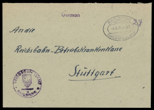 Französische Zone Württemberg, Brief
