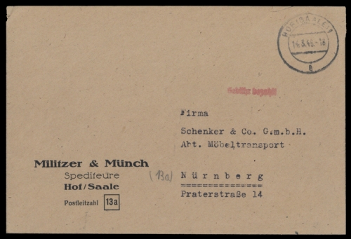 Französische Zone Württemberg, Brief