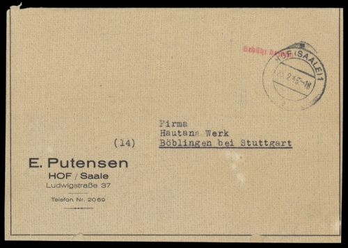 Französische Zone Württemberg, Brief