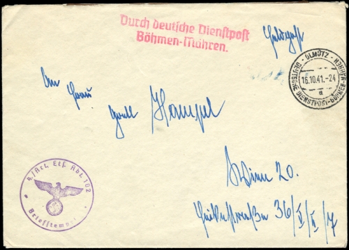 1941, Böhmen und Mähren, Brief