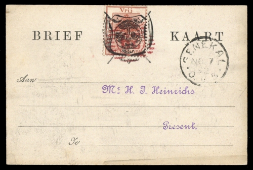 1889, Oranjefreistaat Marken für Postkarten, Po 1, Brief