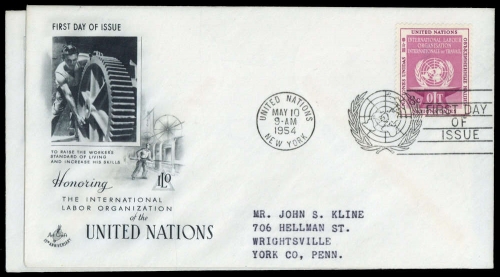 1954, UNO New York, 29-30, FDC