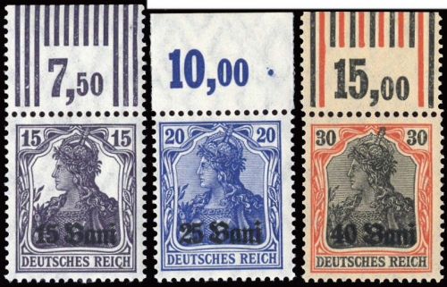 1917, Deutsche Besetzung I. WK Rumänien, 1-3 F OR Punkt, **