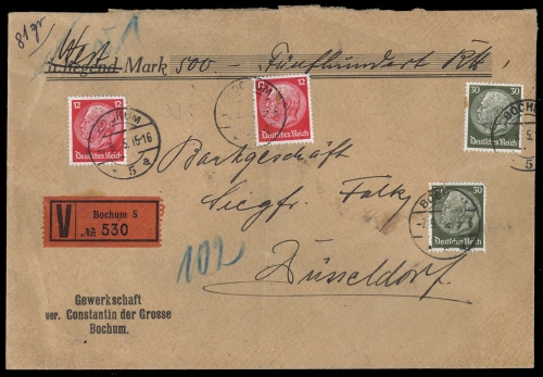 1935, Deutsches Reich, 519 + 523 Lo, Brief