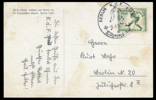 1936, Sport u. Spiel,Olympia Berlin 1936,Sonderstempel, 611, Brief