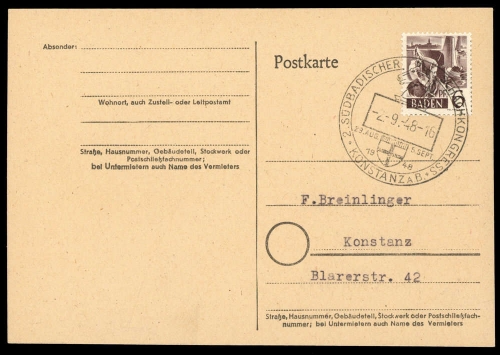 Französische Zone Baden, Brief