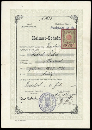 1915, Österreich, Brief