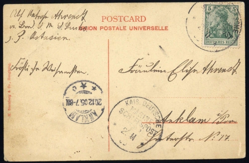 1905, Deutsche Marine Schiffspost, MSP 38, Brief