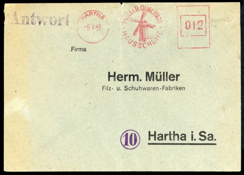 1946, SBZ Bundesland Sachsen, SCHUHE, Brief