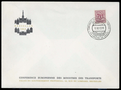 1953, Belgien, 889 A, Brief