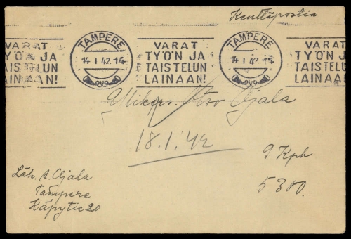 1942, Finnland, Brief