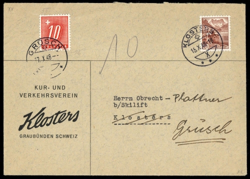 1948, Schweiz, 299, P 55, Brief