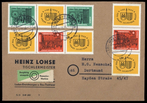 1964, DDR, 1012-13 Zd, Brief
