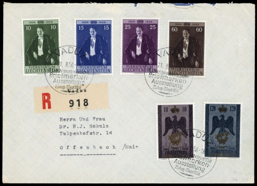 1956, Liechtenstein, 346-47 u.a., Brief