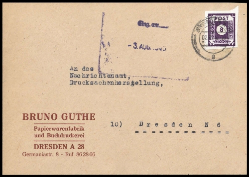 1945, SBZ Ostsachsen, 44 A, Brief