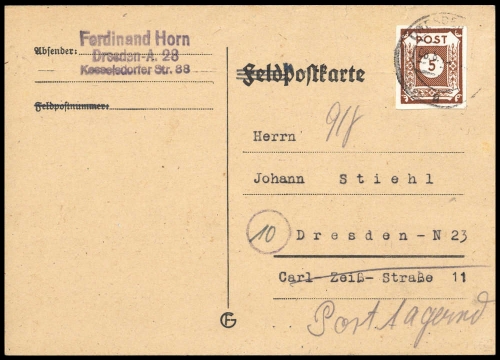 1945, SBZ Ostsachsen, 42 A, Brief